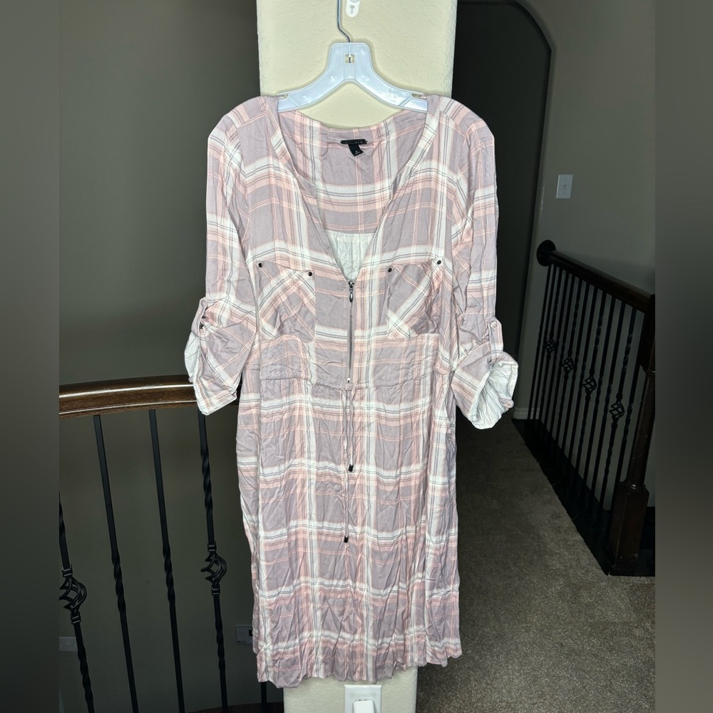 Torrid Pink Plaid Dress with Pockets, a Zipper and a Waist Tie Cinch Size 0/L